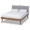 Baxton Studio Devan Light Grey Upholstered Walnut Wood King Size Platform Bed 163-10474 - alternate 8
